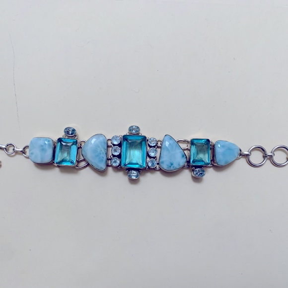 Larimar Sterling Silver bracelet with blue topaz - Picture 1 of 3